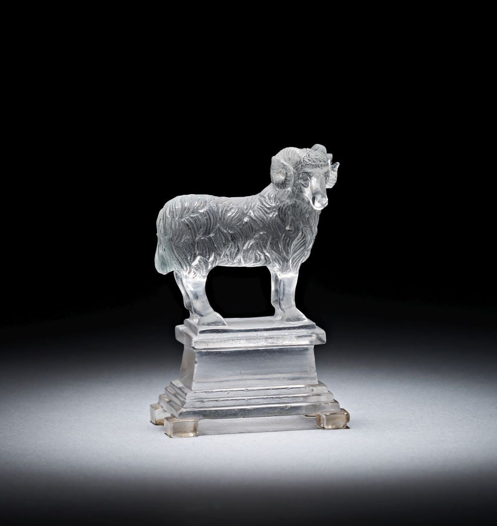 AN EXCEPTIONAL LATE GREEK ROCK CRYSTAL RAM ON PEDESTAL, CIRCA 3RD CENTURY A.D. (1 of 4)