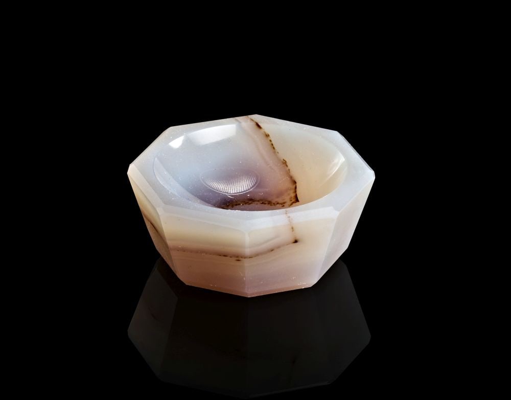 AN OCTAGONAL AGATE MORTAR, CHINA, MING DYNASTY (1368-1644) OR EARLIER (1 of 4)