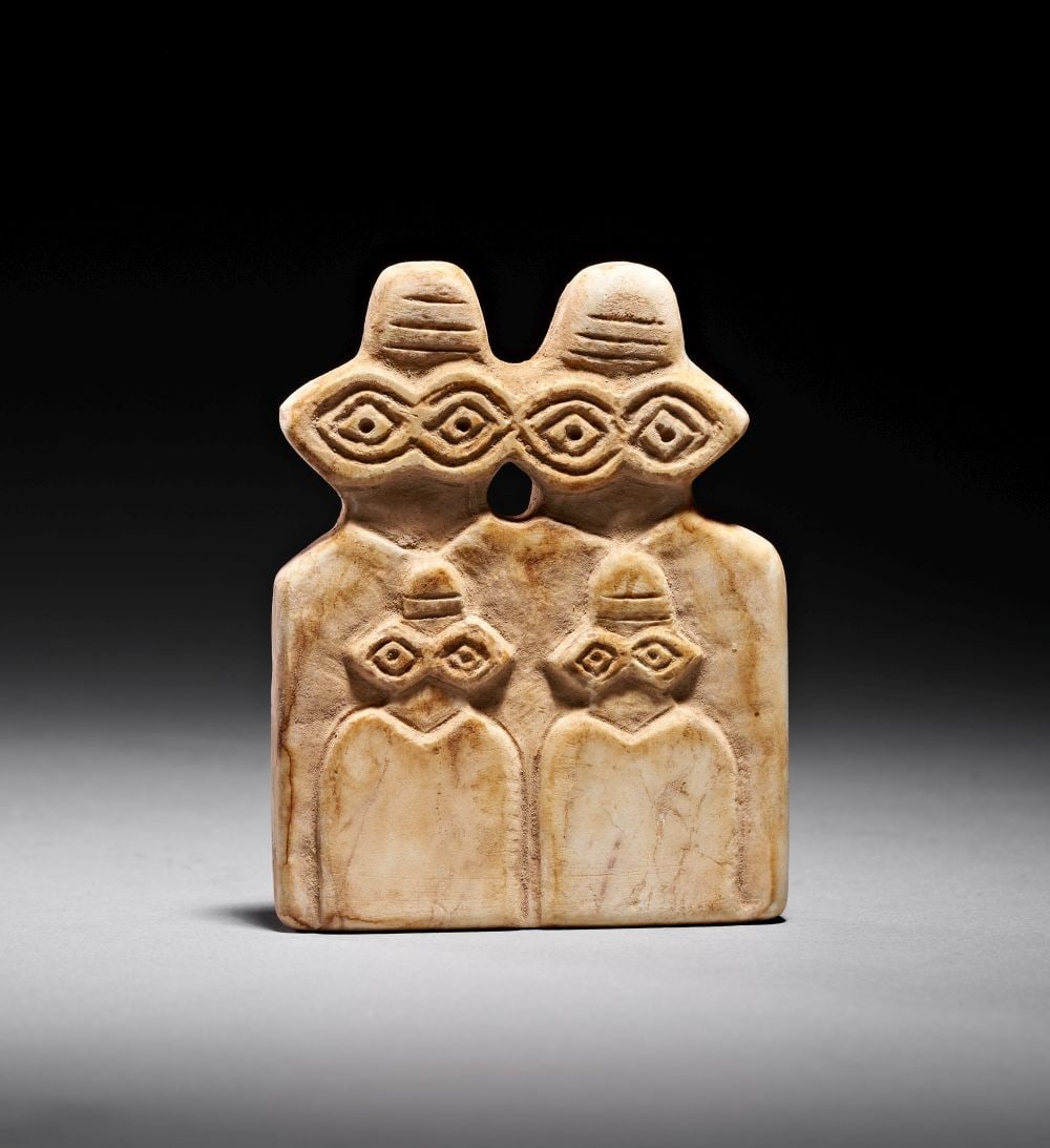 A MARBLE DOUBLE ""EYE"" IDOL (1 of 2)