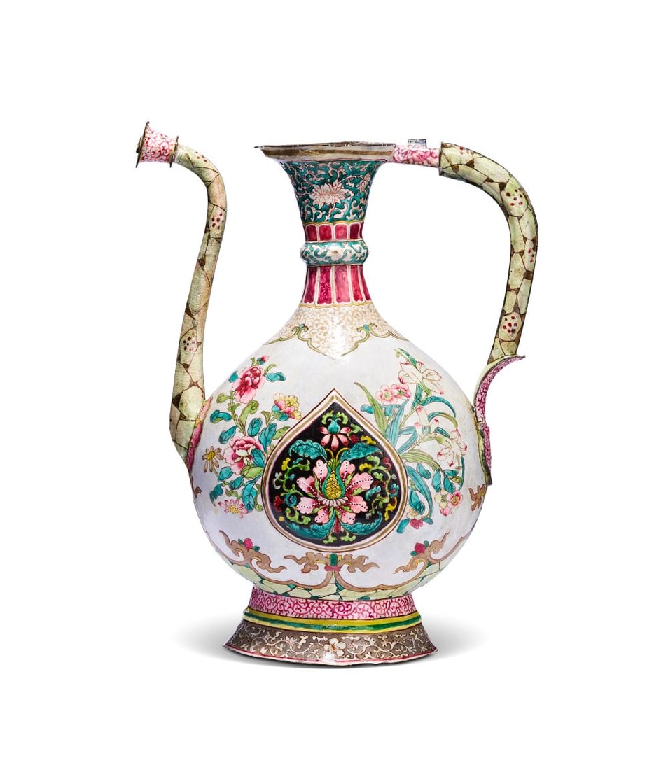 A CHINESE ENAMEL EWER, MADE FOR INDIAN MARKET, QIANLONG (1736-1795) (1 of 9)