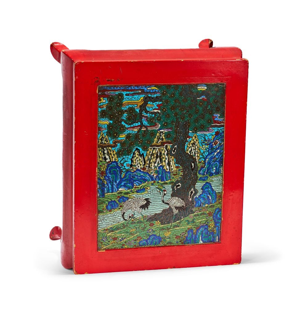 A CLOISONNE ENAMEL SCREEN, LATE MING OR EARLY QING, 17TH-18TH CENTURY (1 of 4)