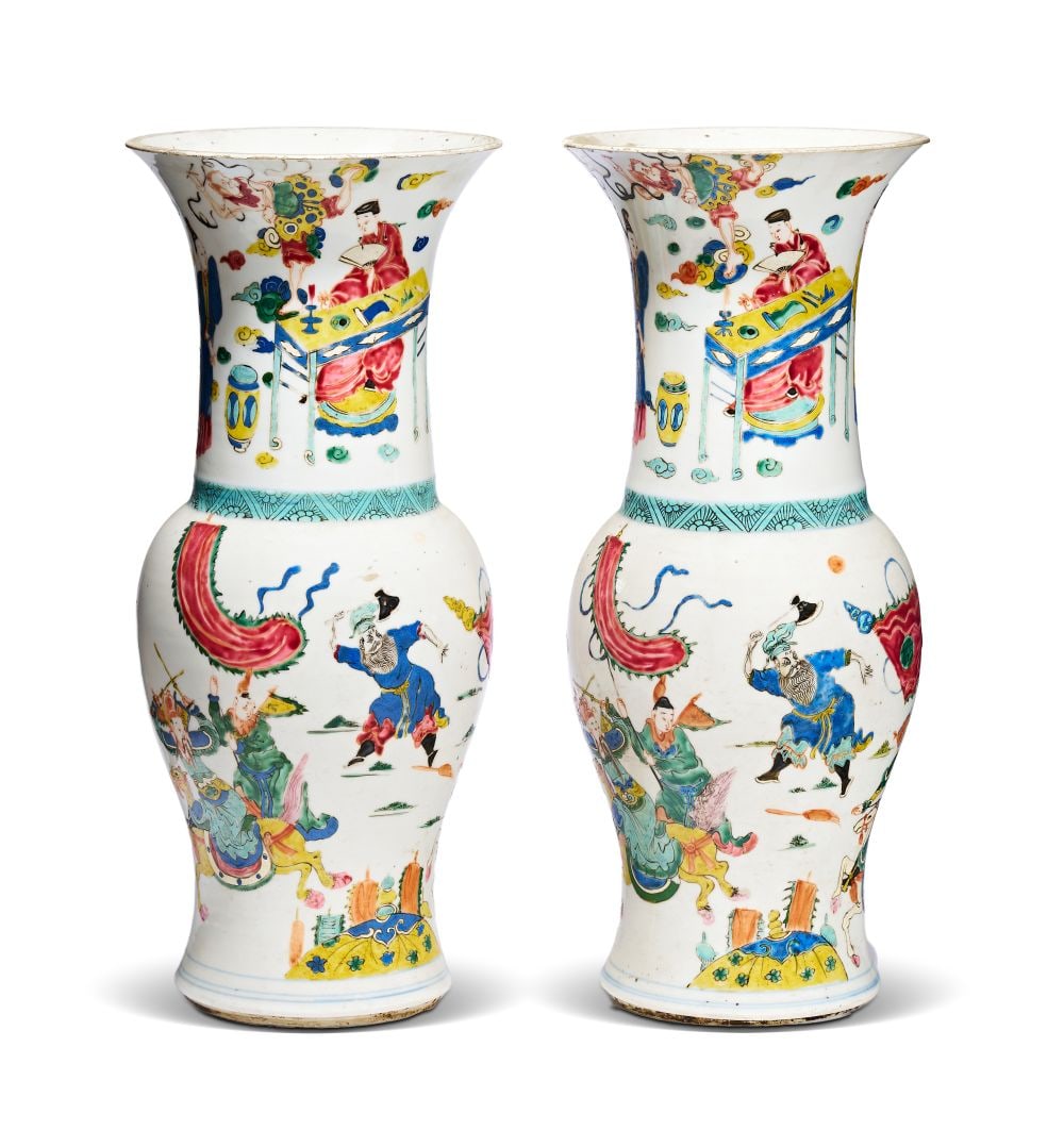 A FINE PAIR OF CHINESE YEN YEN VASES, YONGZHENG (1723-1735) (1 of 6)