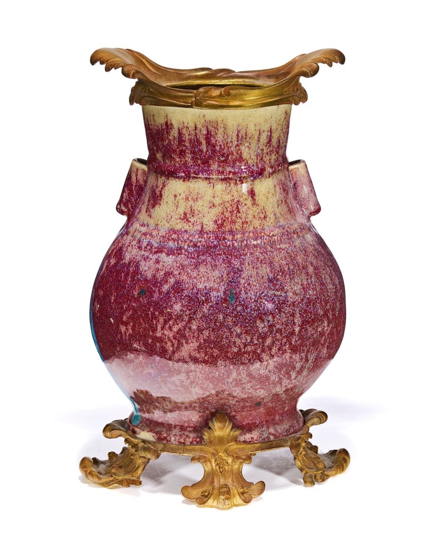 CHINESE ORMOLU-MOUNTED FLAMBÉ-GLAZED ARROW 'HU' VASE, QING DYNASTY (1644-1911) (1 of 6)