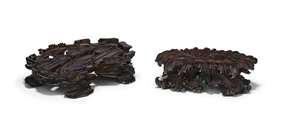 TWO CHINESE HARDWOOD STANDS, ONE ZITAN, THE OTHER PROBABLY ROSEWOOD, 18TH/19TH CENTURY (1 of 3)