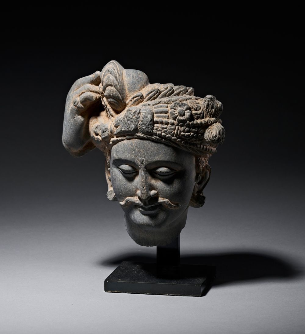 A GREY SCHIST HEAD OF A BODHISATTVA ANCIENT REGION OF GANDHARA, 3RD/4TH CENTURY (1 of 4)