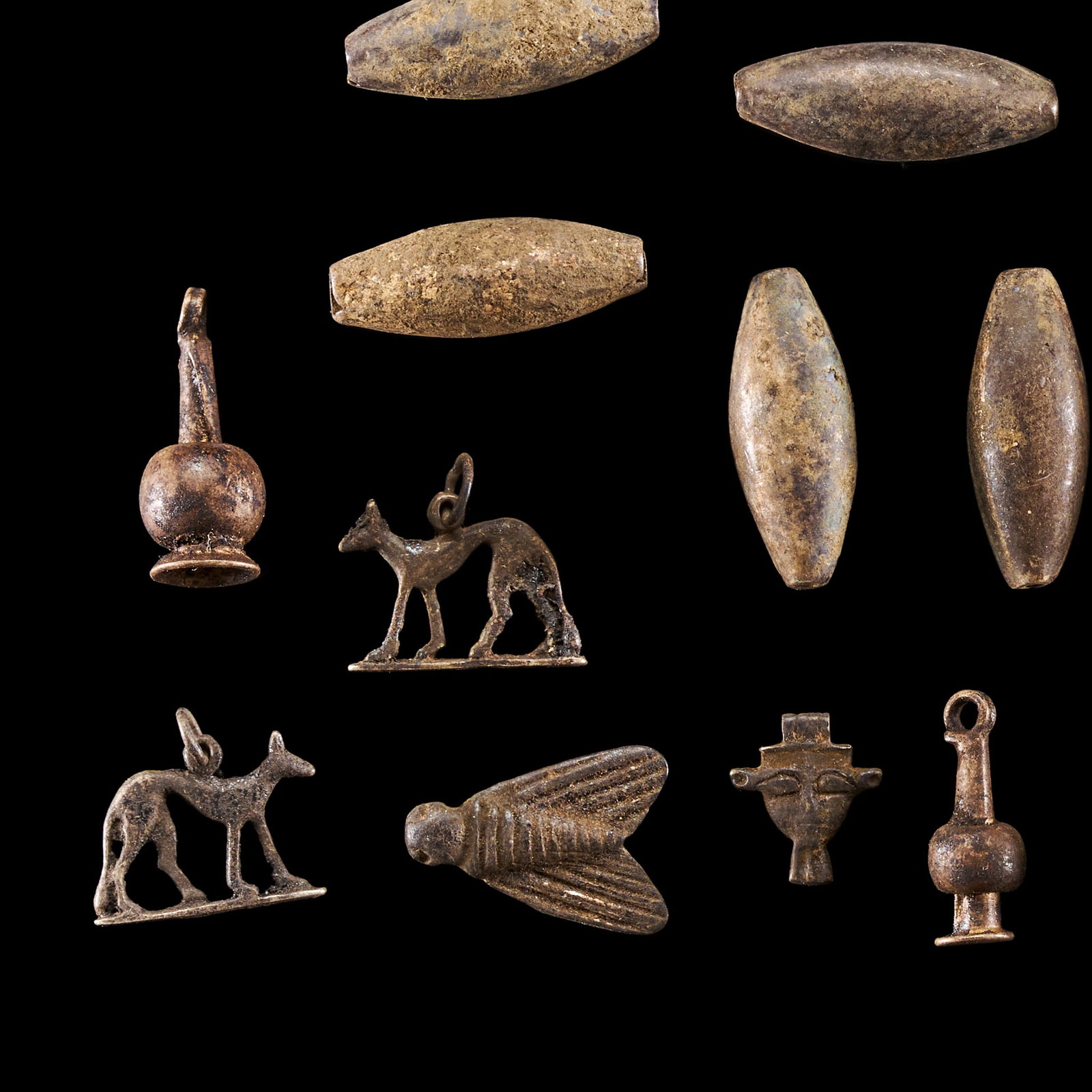 ASSORTMENT OF EGYPTIAN SILVER AMULETS, LATE PERIOD, CIRCA 664-332 B.C. (1 of 2)