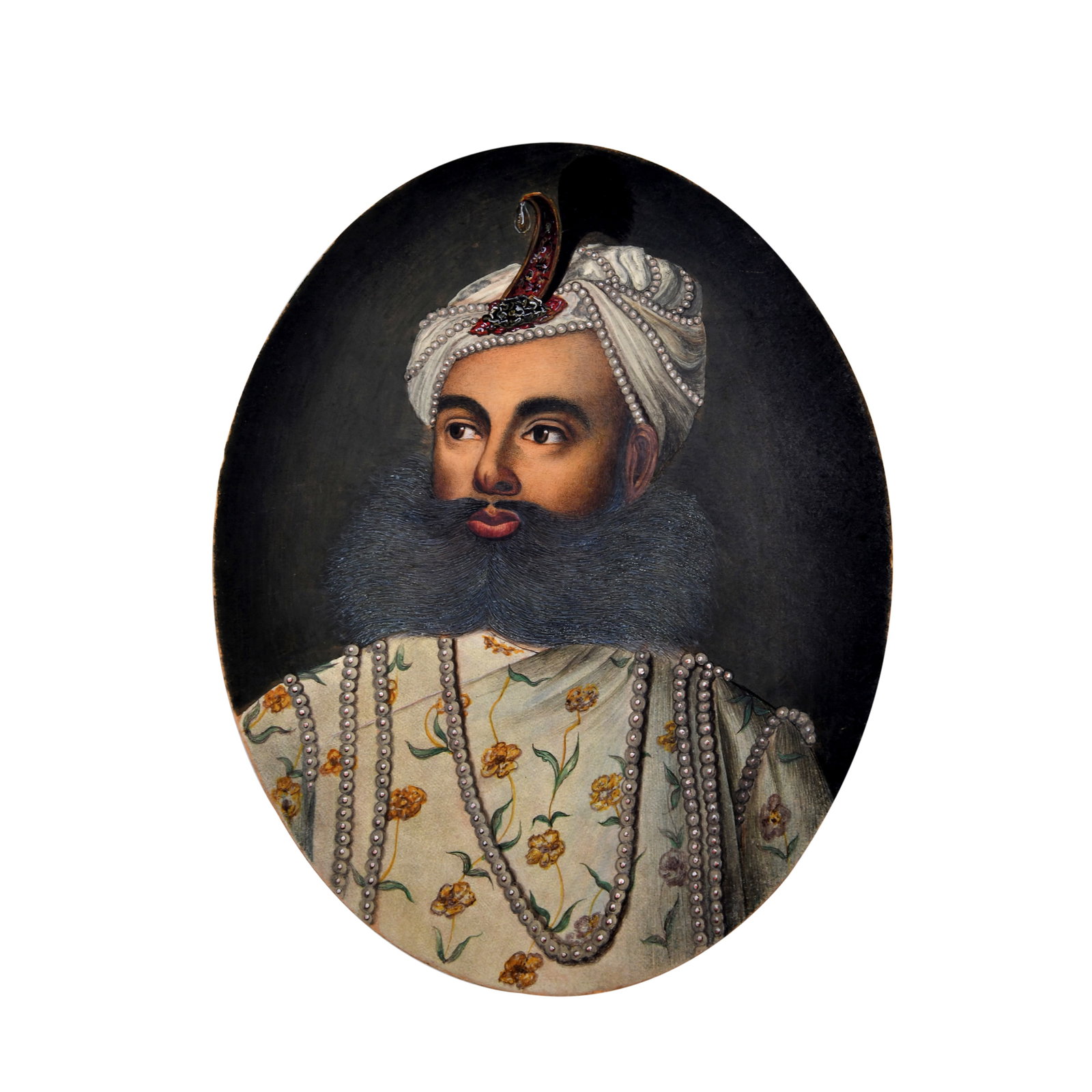 AN OVAL PORTRAIT ON CARD OF A NAWAB, AWADH SCHOOL, 19TH CENTURY (1 of 1)