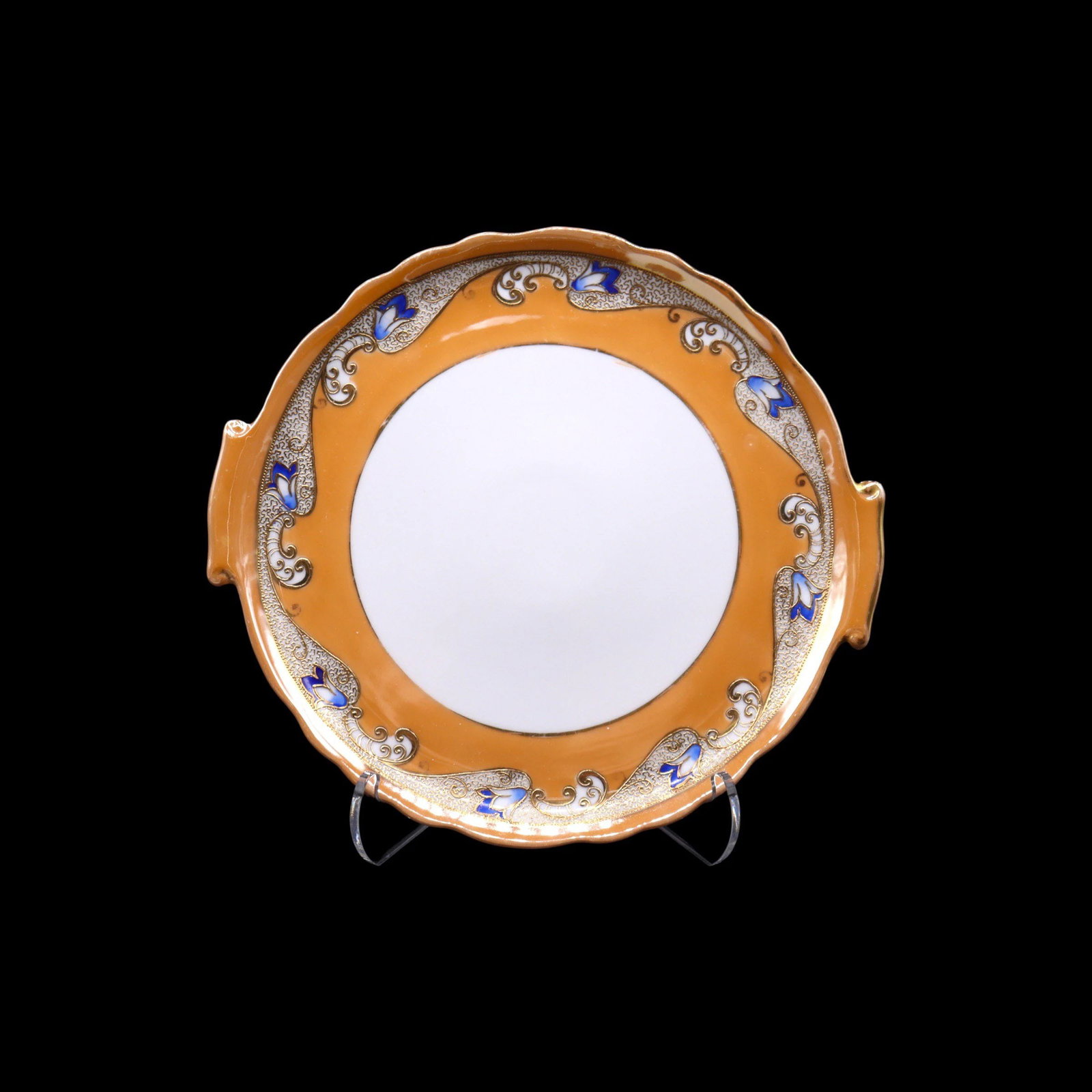 Vintage Noritake Morimura Two Handle Hand Painted Cake Plate: Gorgeous vintage Noritake two handle hand painted cake plate in great vintage condition with little to no loss of paint, light scratches consistent with wear and use and no cracks. It features a stunn