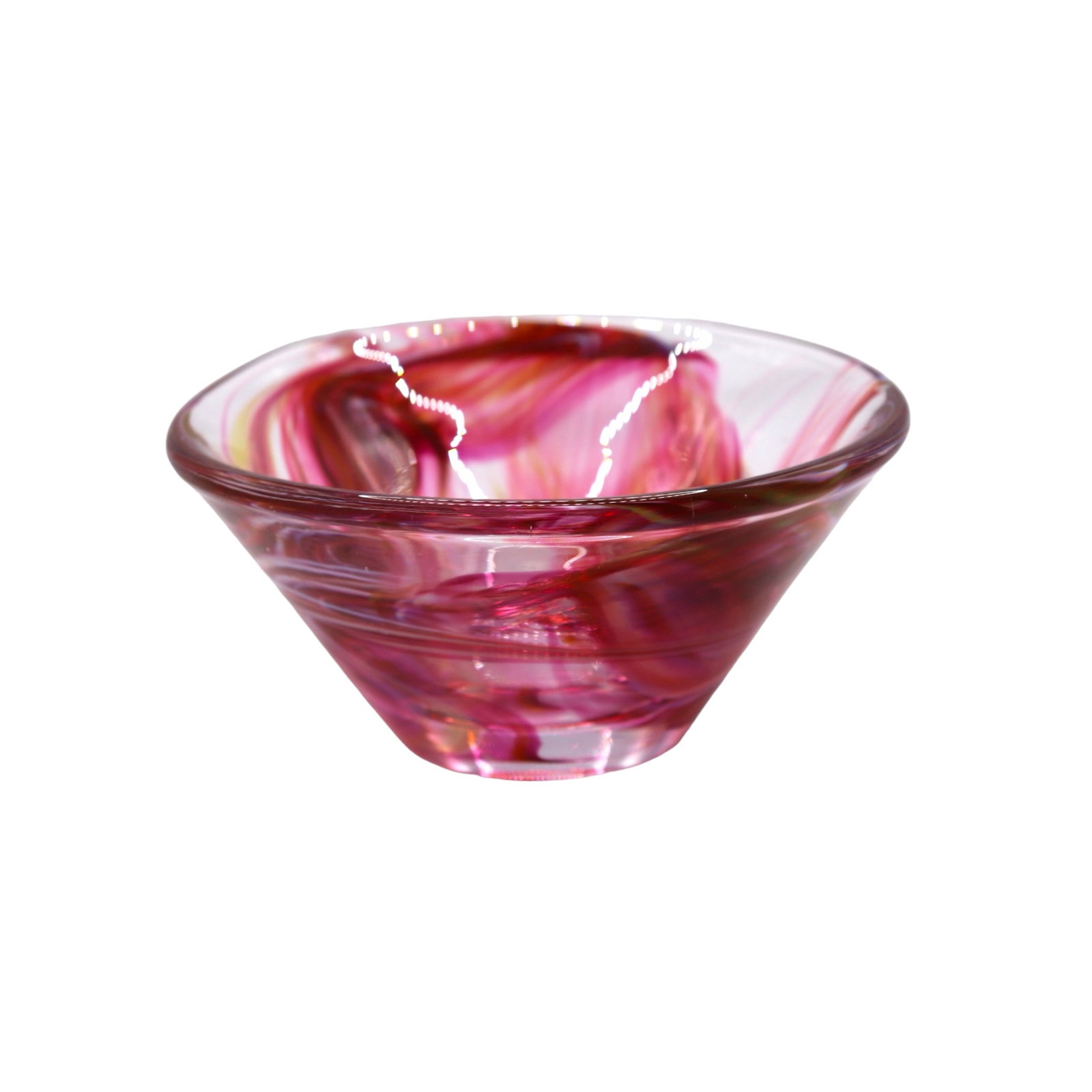Kosta Boda “Tempera” Pink Swirl Art Glass Bowl Designed by Anna Ehrner: Classic Kosta Boda Art glass bowl in the Tempera pattern. The piece is in great vintage condition with no noticeable chips, no deep scratches, no cracks and no repairs. This piece would make an excell