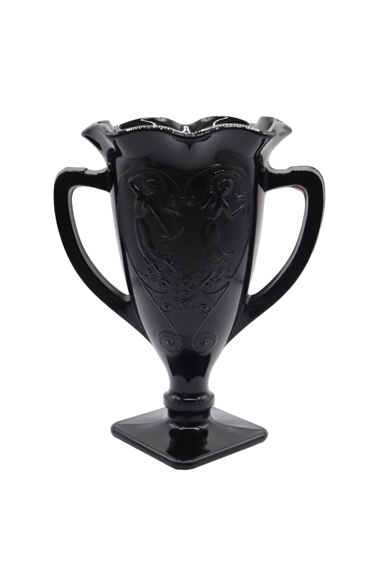 Vintage 1930s LE Smith Black Amethyst Dancing Nymphs Trophy Vase (1 of 4)