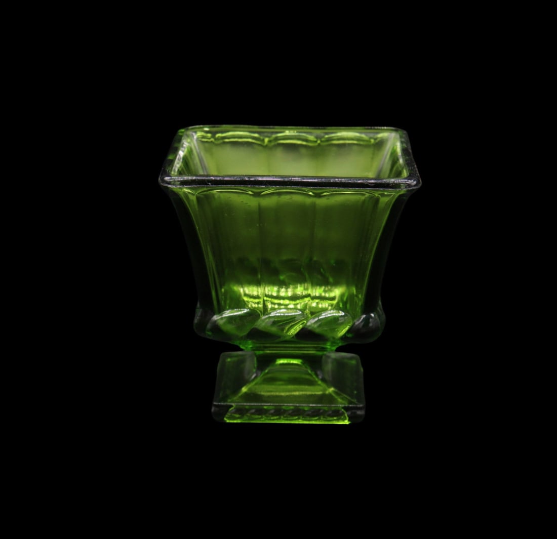 Vintage Pressed Glass Avocado Green Urn / Planter (1 of 5)