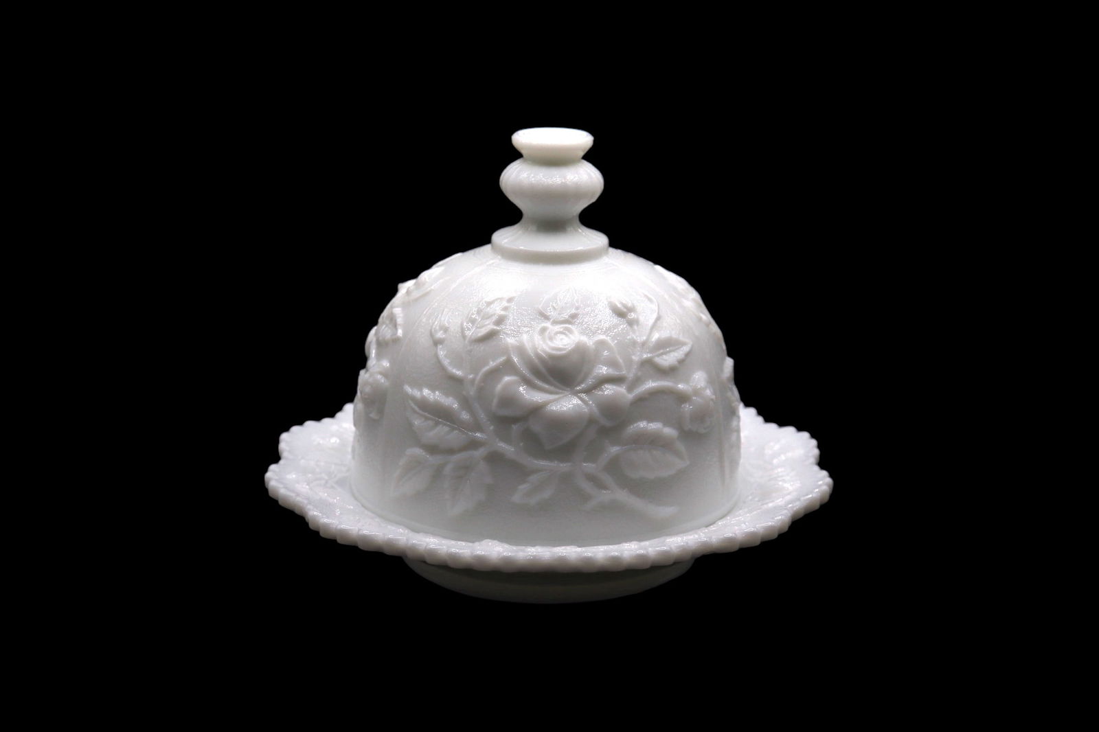 Imperial Glass “Rose Milk - Doeskin Satin” Round Covered Butter Dish (1 of 5)