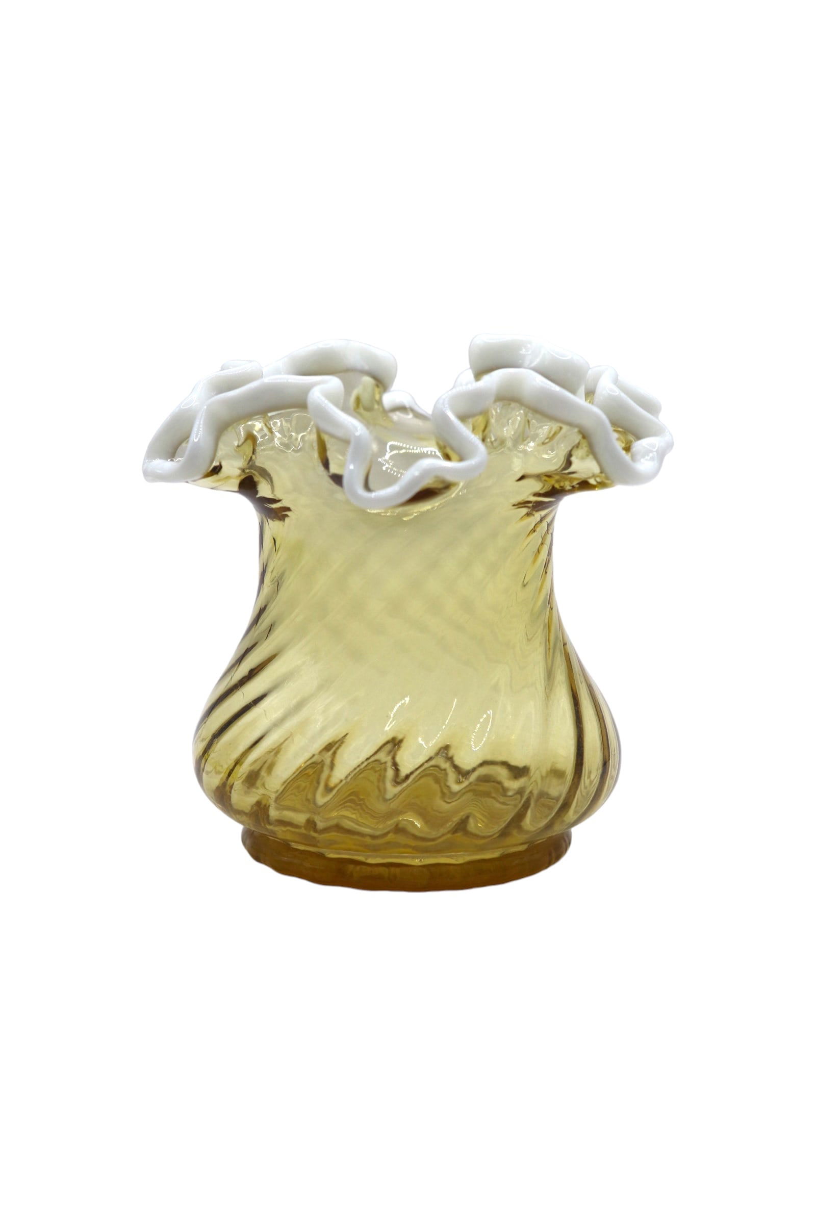 Fenton Art Glass Amber Snowcrest Ruffle Top Small Vase (1 of 4)