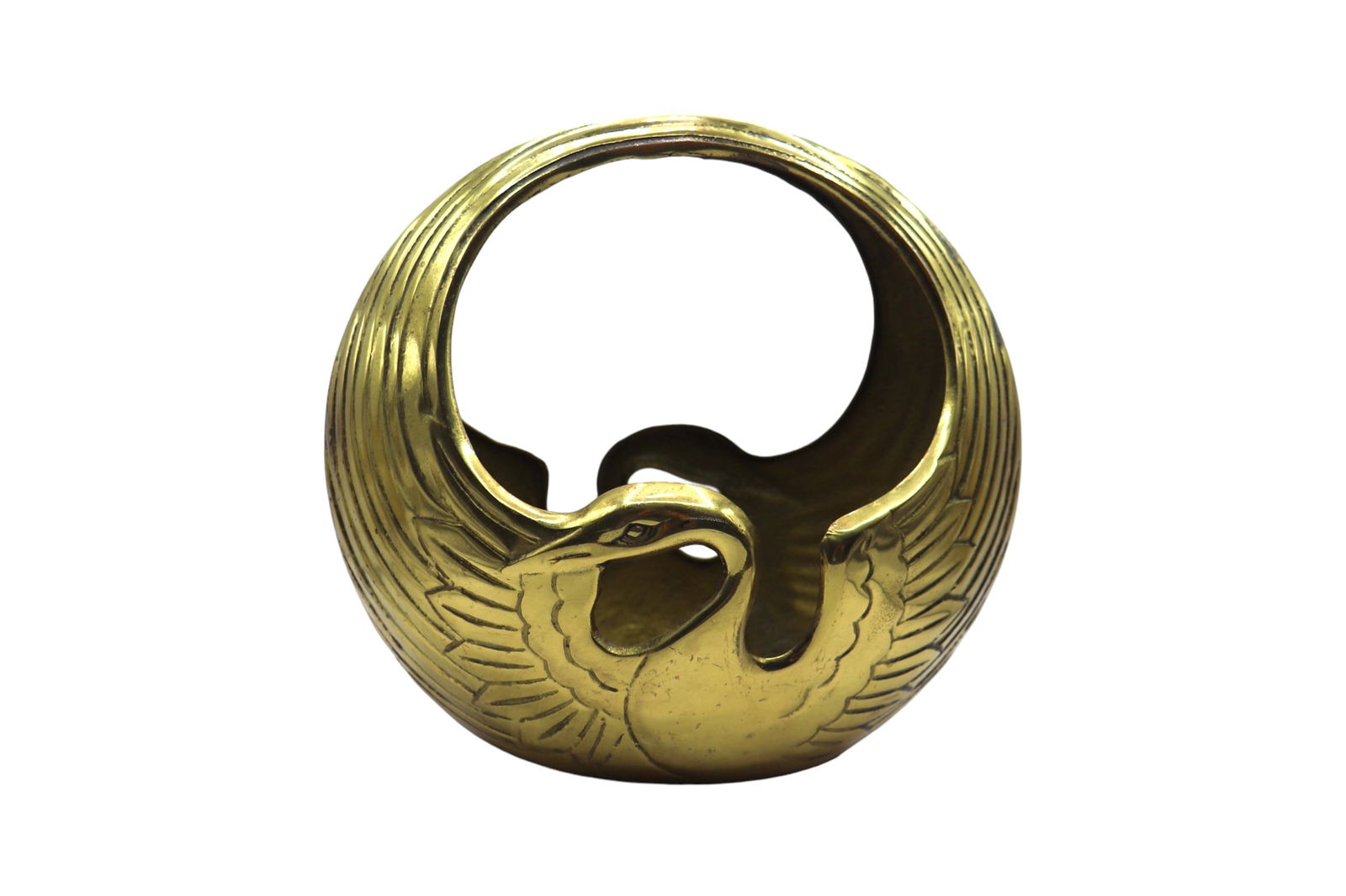 Vintage Brass Crane / Swan Art Deco Vase or Planter (1 of 5)