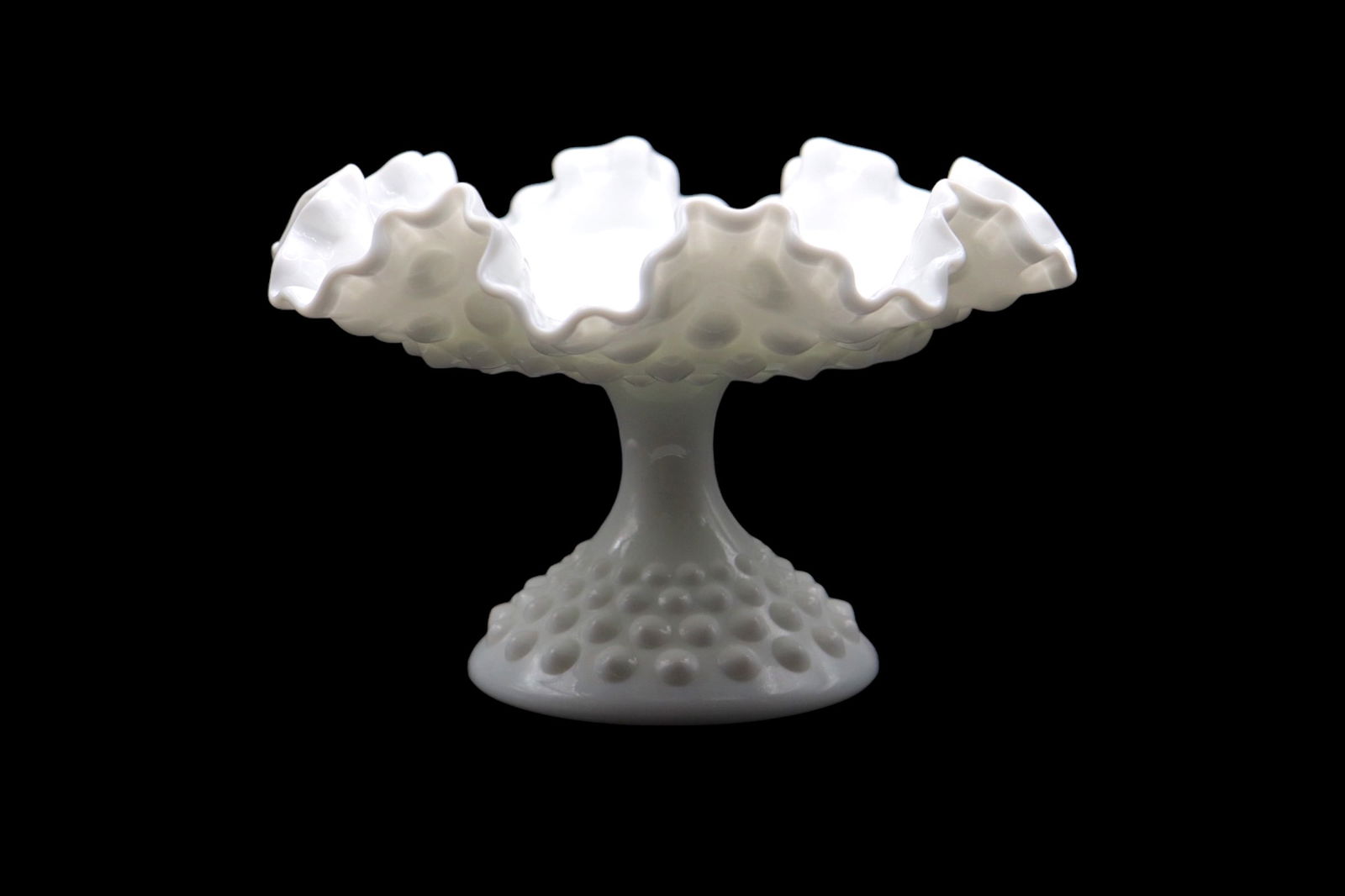 Fenton Art Glass Hobnail Milk Glass Round Pedestal Compote (1 of 4)
