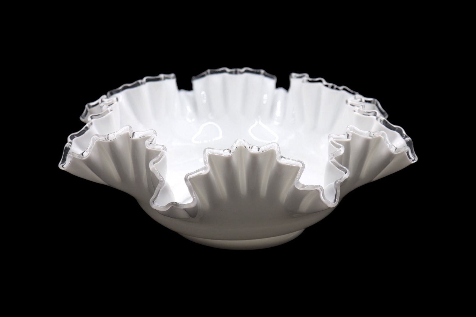 Fenton Art Glass Silver Crest 13” Ruffled Round Bowl (1 of 4)