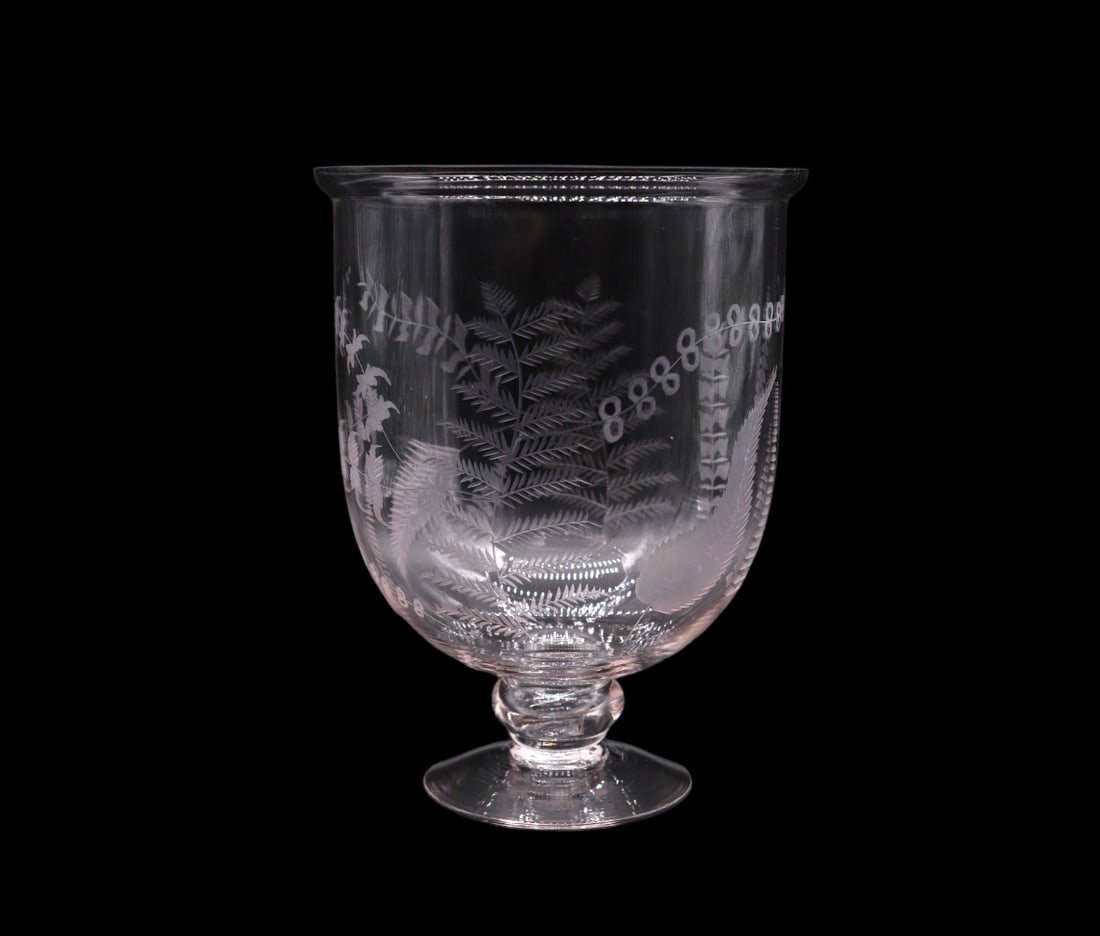 Vintage Etched Glass Trifle Footed Bowl of Large Candleholder (1 of 4)