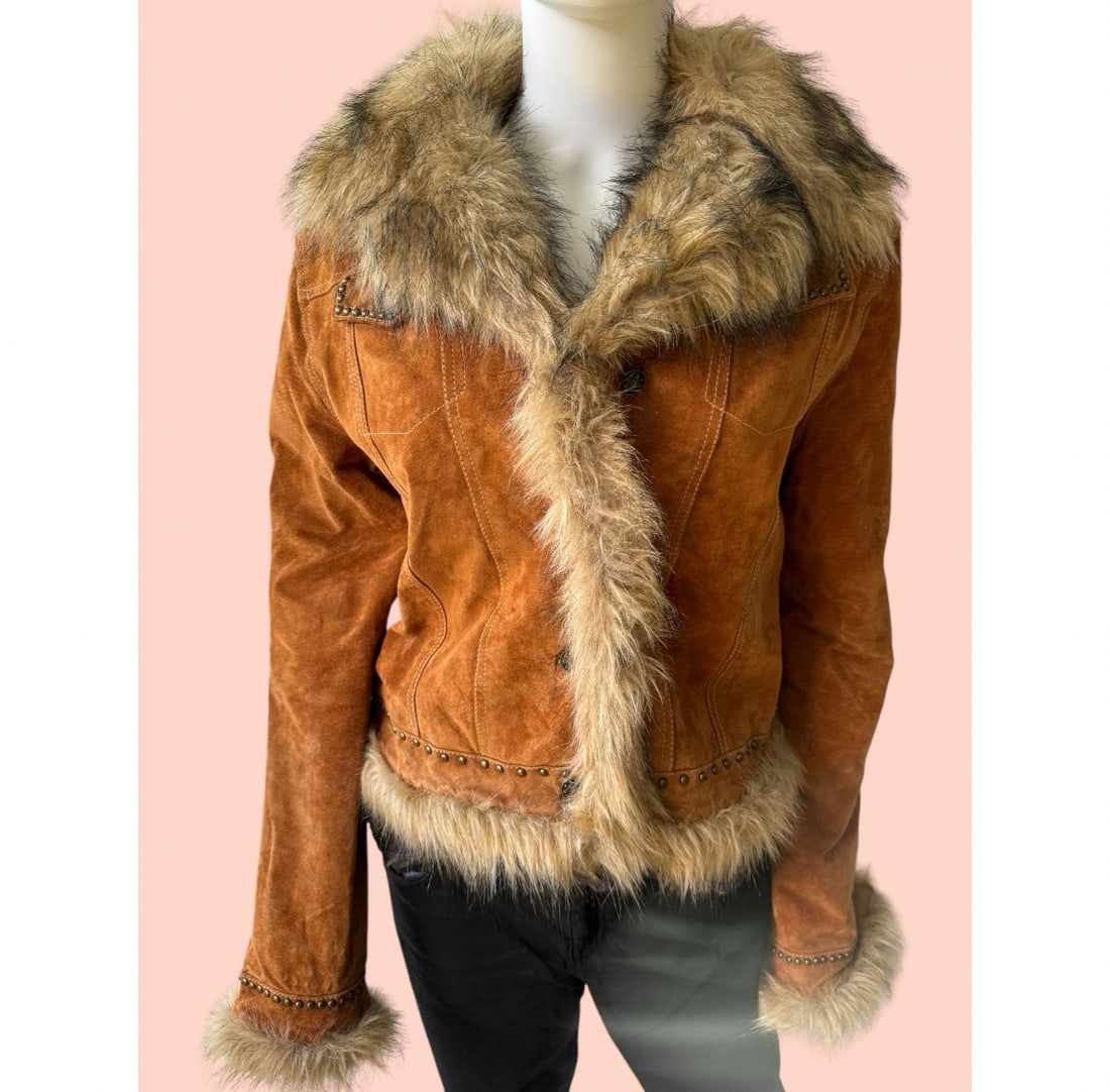 Vintage Pre-Owned Women’s Jessie USA Leather Jacket & Faux Fur Trim - Size L (1 of 4)