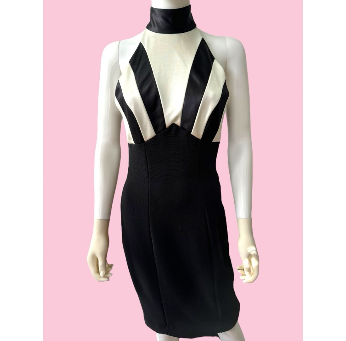 Vintage Pre-Owned Women’s Lillie Rubin Black & White Cocktail Dress - Size S (1 of 5)