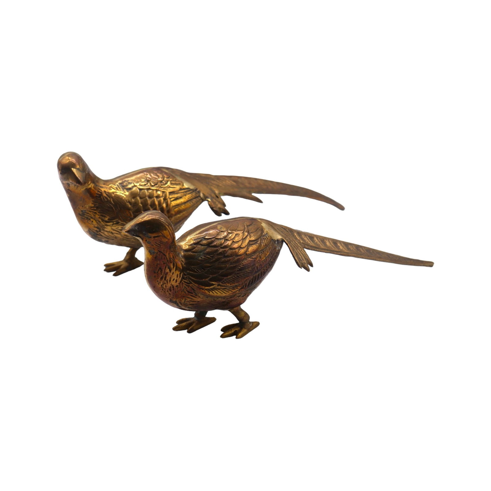 Vintage Pair of Mid-Century Modern Sculptural Solid Brass Pheasants (1 of 5)