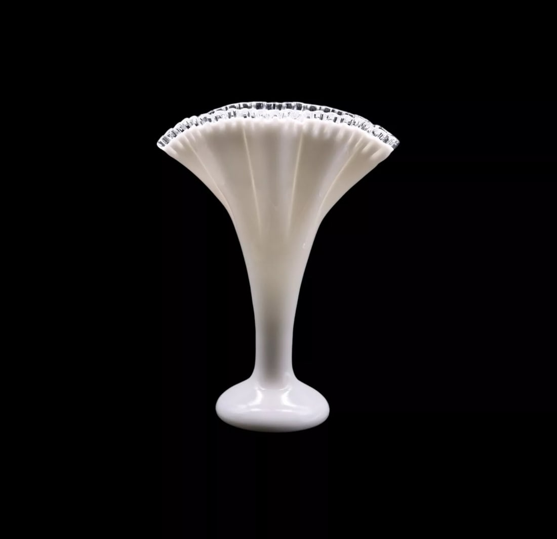 Fenton Art Glass Silver Crest Tall Fan Vase (1 of 3)
