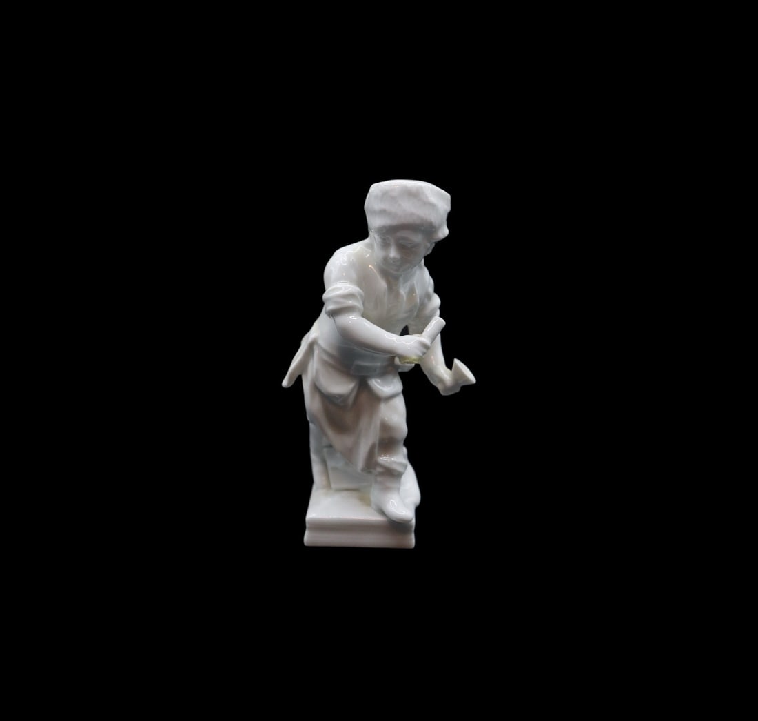 KPM Berlin Meyer “Zodiacs Series” Boy Porcelain Figurine - December / Capricorn: KPM Berlin Meyer Blanc de Chine porcelain figurine from the Zodiac series featuring the month of December which is Capricorn and is the twelfth in the series. The piece is in excellent vintage conditi