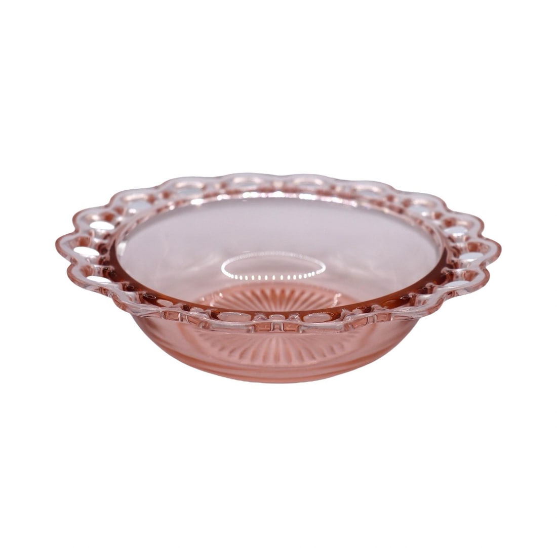 Anchor Hocking Lace Edge Pink 9” Inch Round Bowl (1 of 2)