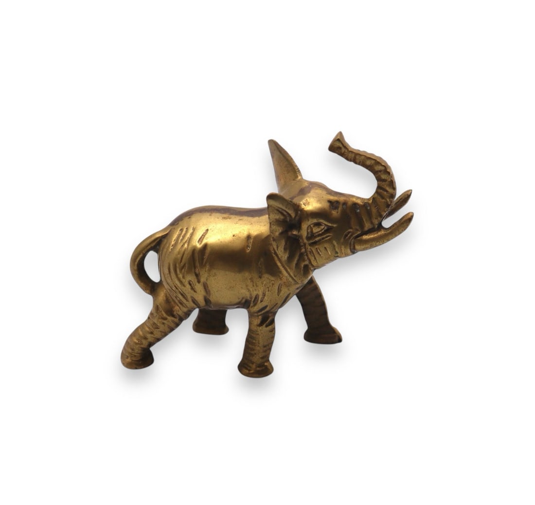 Vintage Brass Elephant w/ Trunk Up Figurine (1 of 3)