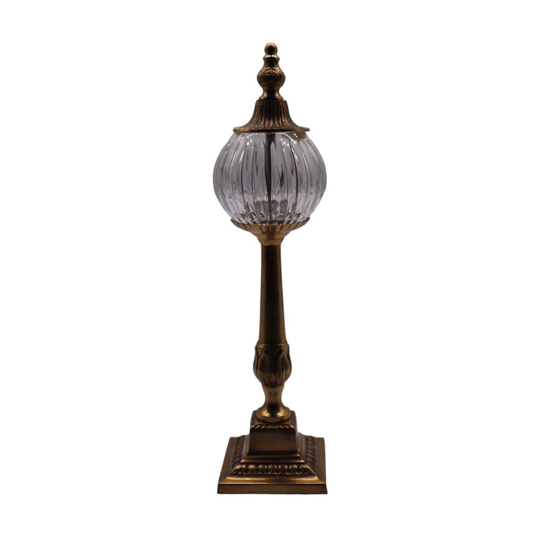 Vintage Crystal Sphere with Ornate Brass Stand and Finial (1 of 3)