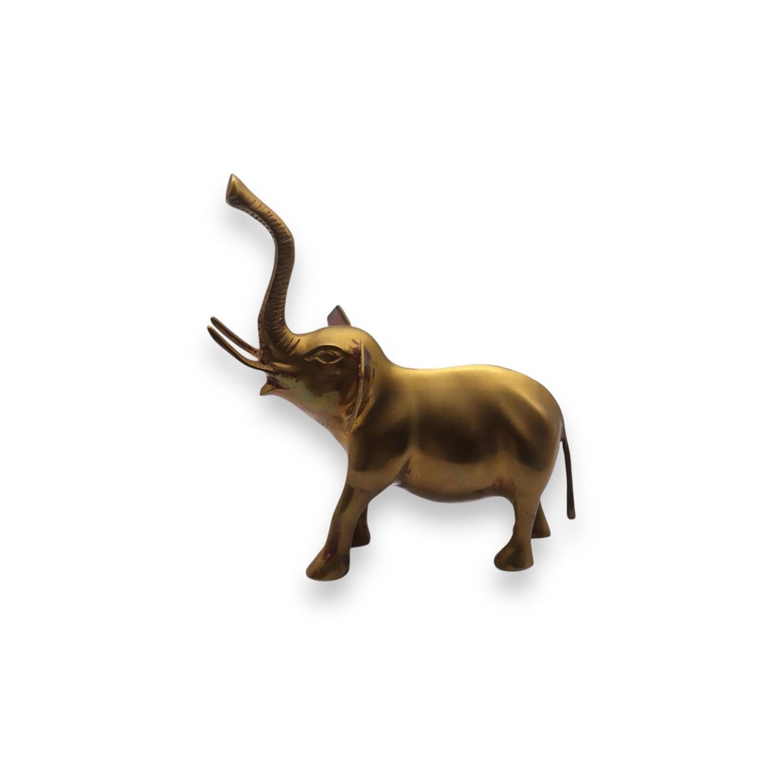 Vintage Large Brass Elephant w/ Trunk Up Figurine (1 of 3)