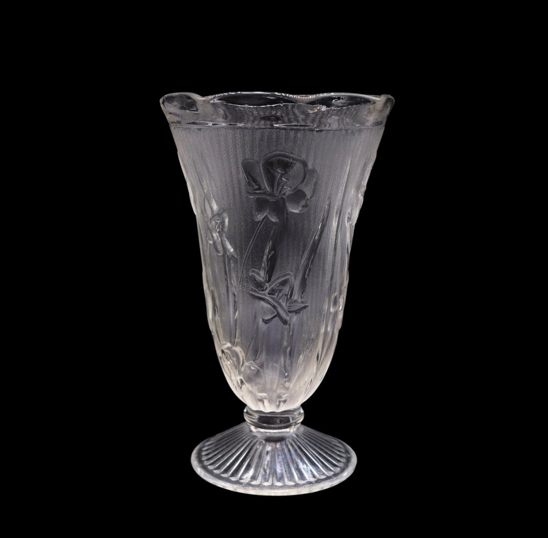 Jeannette “Iris Clear” Pressed Glass Flower Vase (1 of 3)