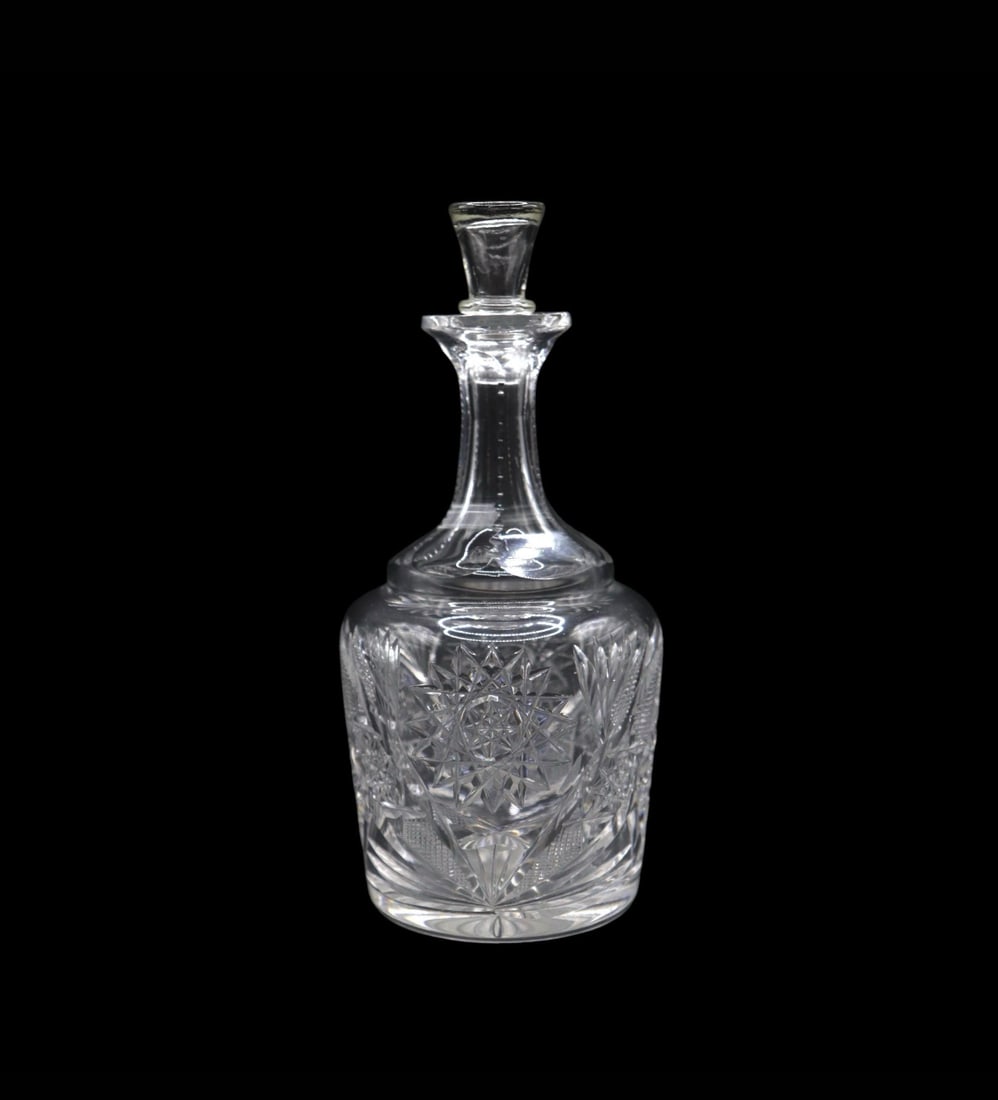 Vintage Czech Bohemian Cut Lead Glass Decanter w/ Stopper (1 of 3)