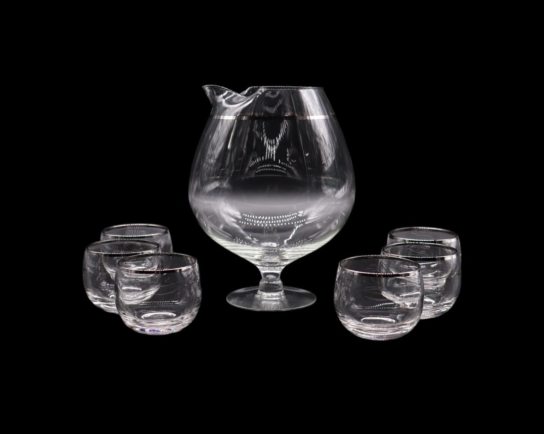 Vintage Dorothy Thorpe Style Brandy Pitcher w/ 6 Brandy Snifter Cups (1 of 3)