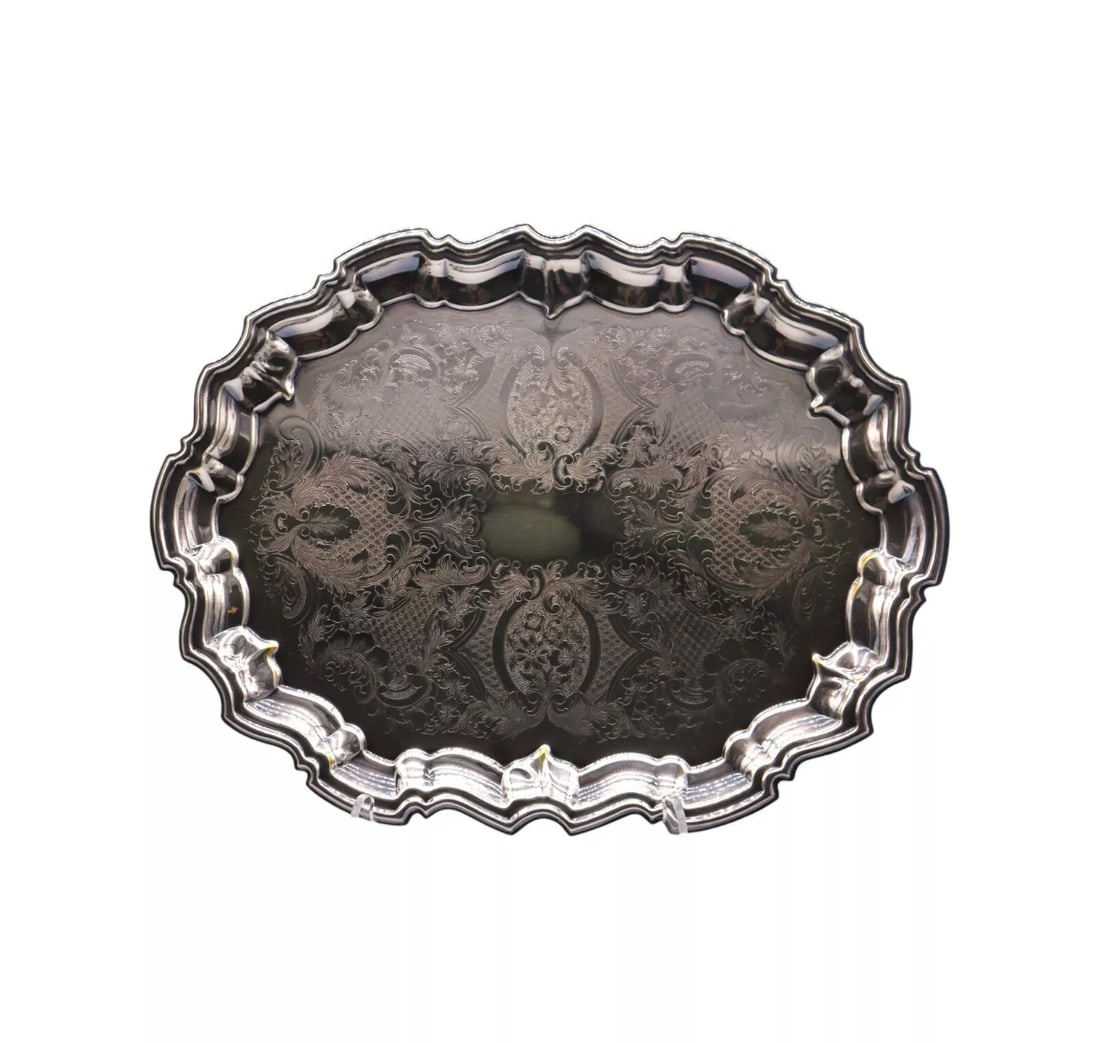 Vintage The Sheffield Silver Co. Silverplate Filigree Design Serving Tray (1 of 3)