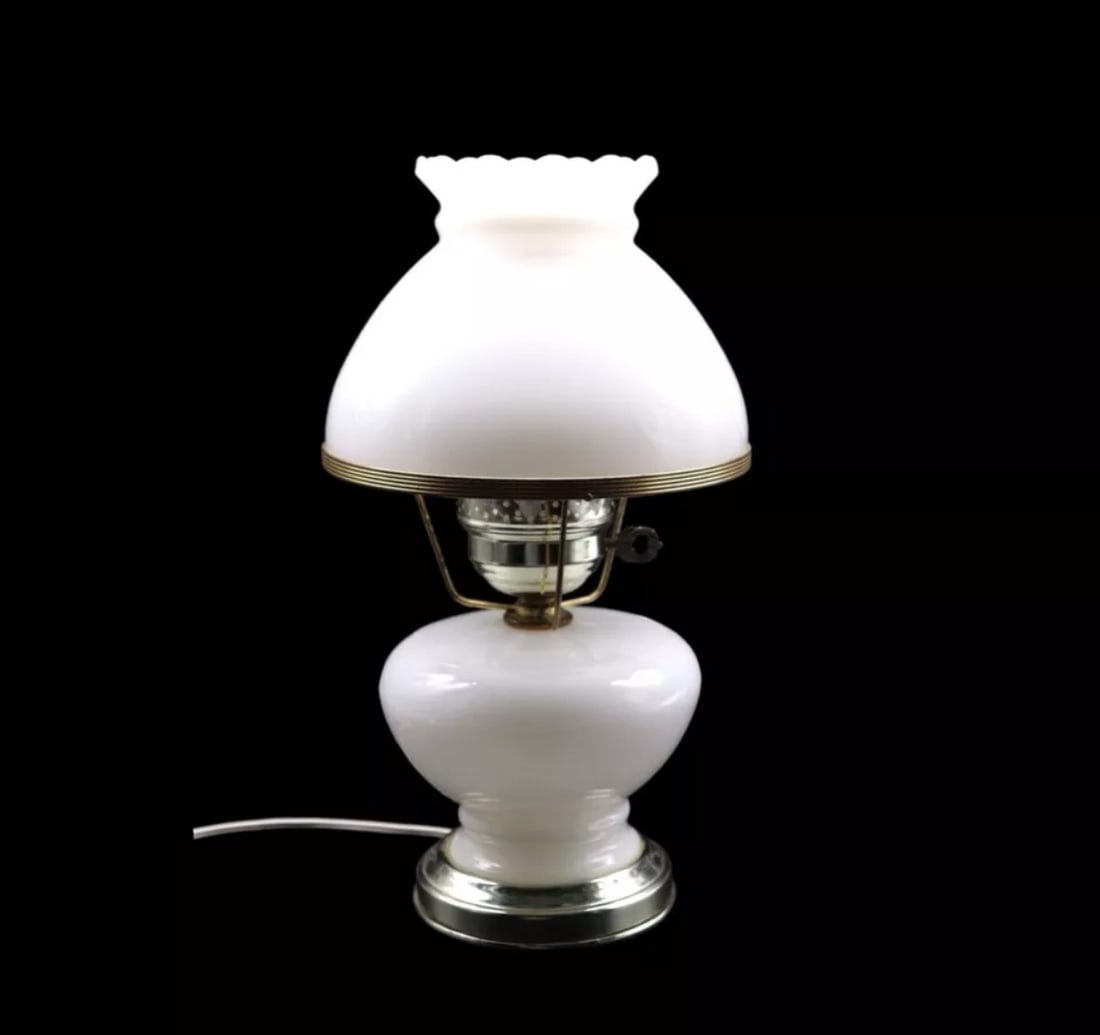 Vintage Milk Glass Hurricane Lamp (1 of 3)