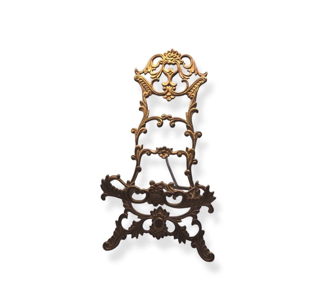 Vintage Ornate Baroque Solid Brass Display Easel Stand (1 of 3)