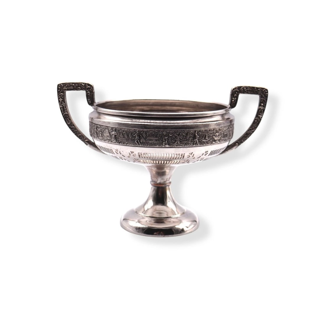 Friedman Metal Ware Inc. Repousse Dutch Scenes Silverplate Centerpiece Compote (1 of 5)