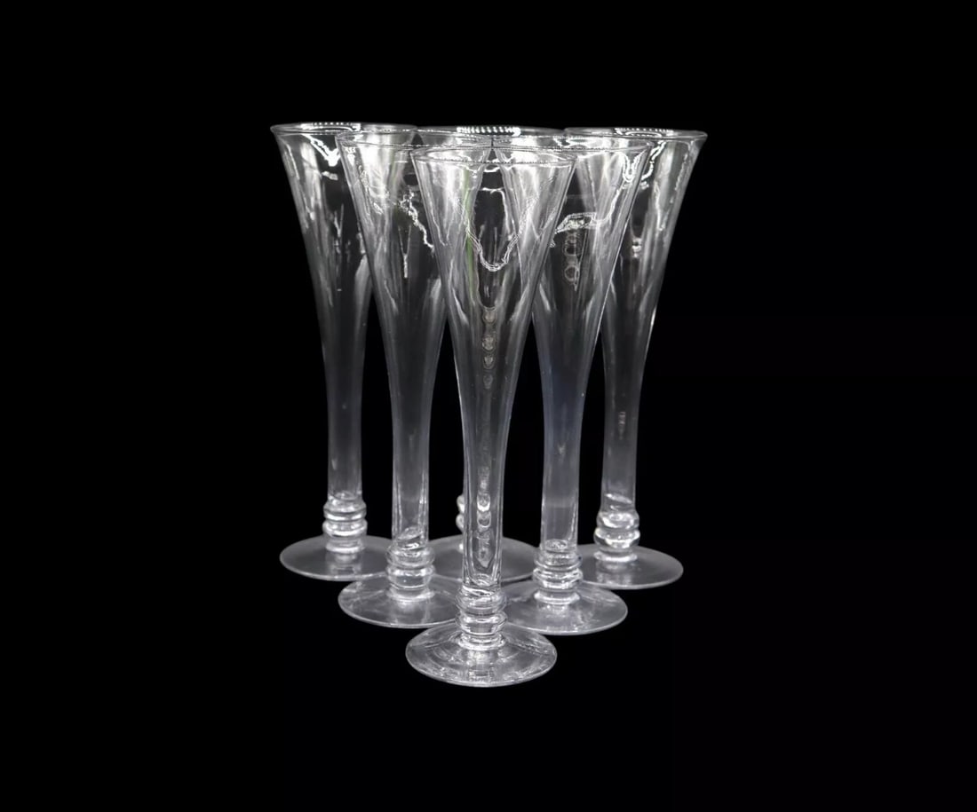 (6) Vintage MCM Style Clear Glass Champagne Flutes (1 of 3)