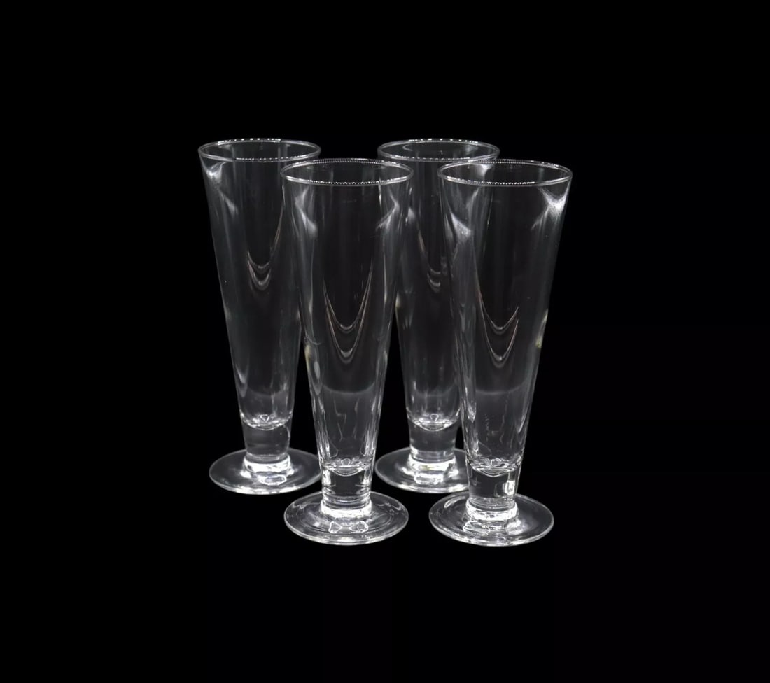 Vintage MCM Style Clear Pilsner Glasses - Set of 4 (1 of 3)