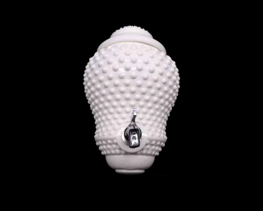 Fenton Art Glass White Hobnail Lavabo w/ Lid (1 of 4)