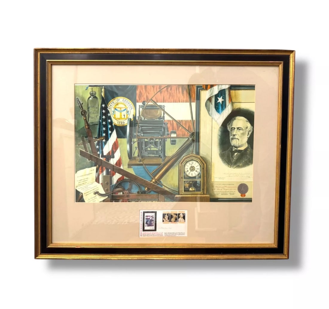 Authentic Signed Jon Toorchen Georgia Bicentennial Commemorative Print & Stamps (1 of 4)