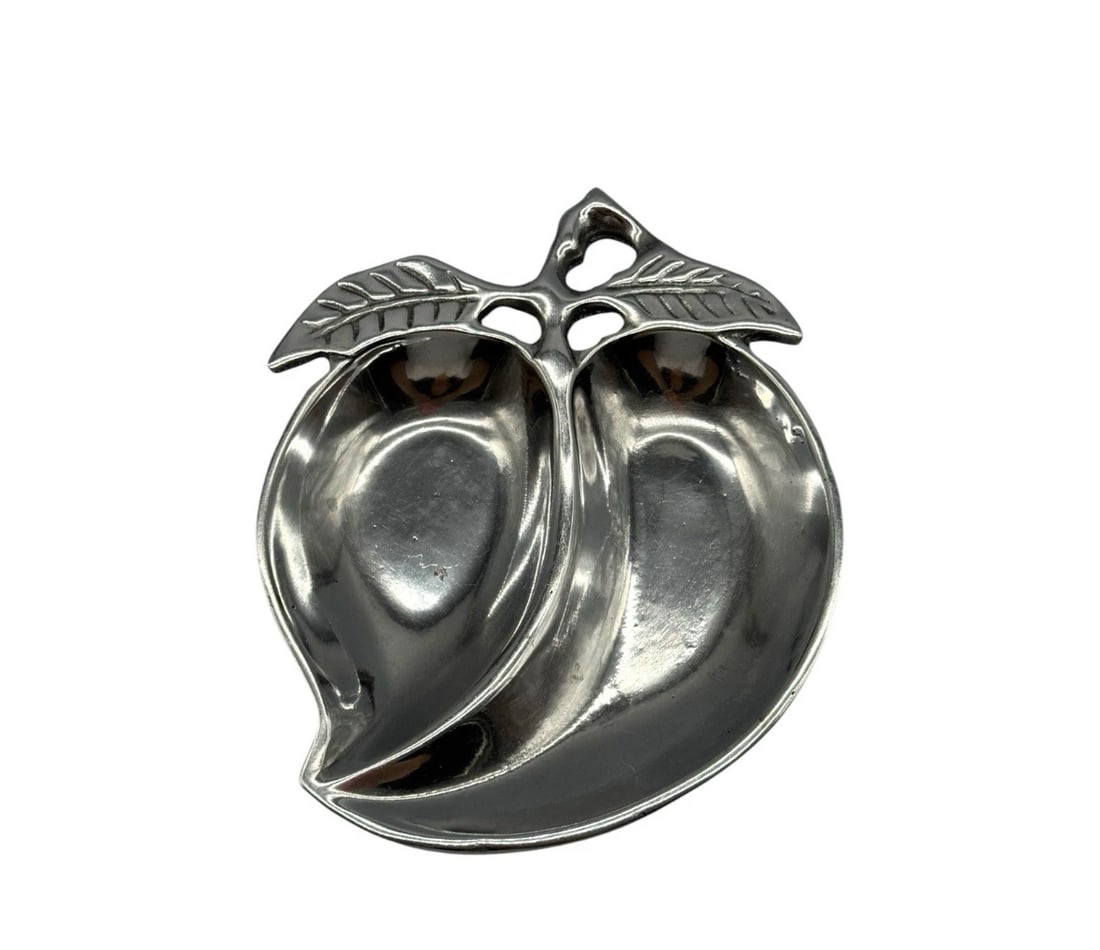 Vintage Pewter Peach Shaped Divided Nut Dish / Candy Tray (1 of 2)