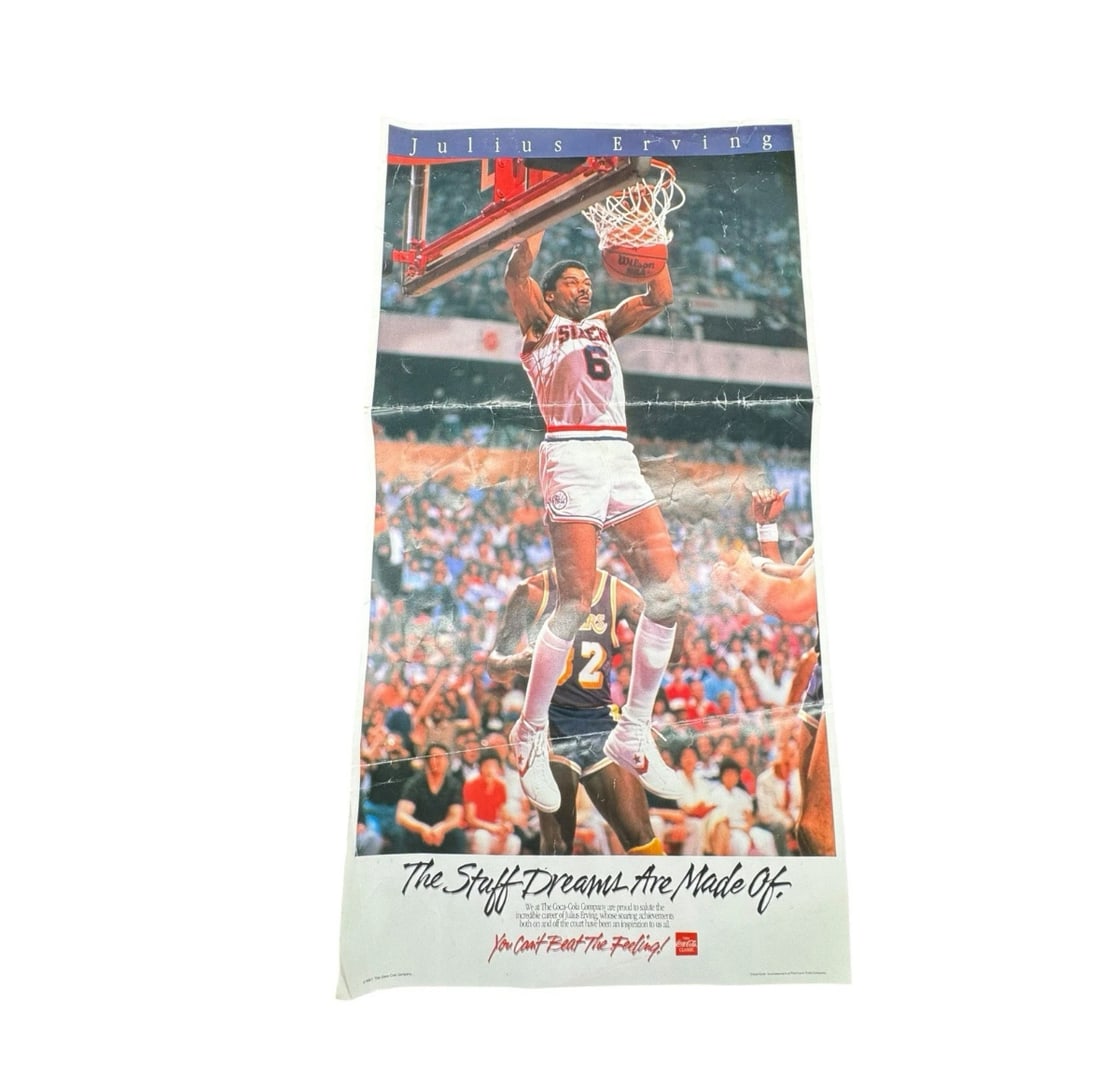 Vintage 1987 Coca Cola Dr. J Julius Irving Tribute Basketball Poster (1 of 4)