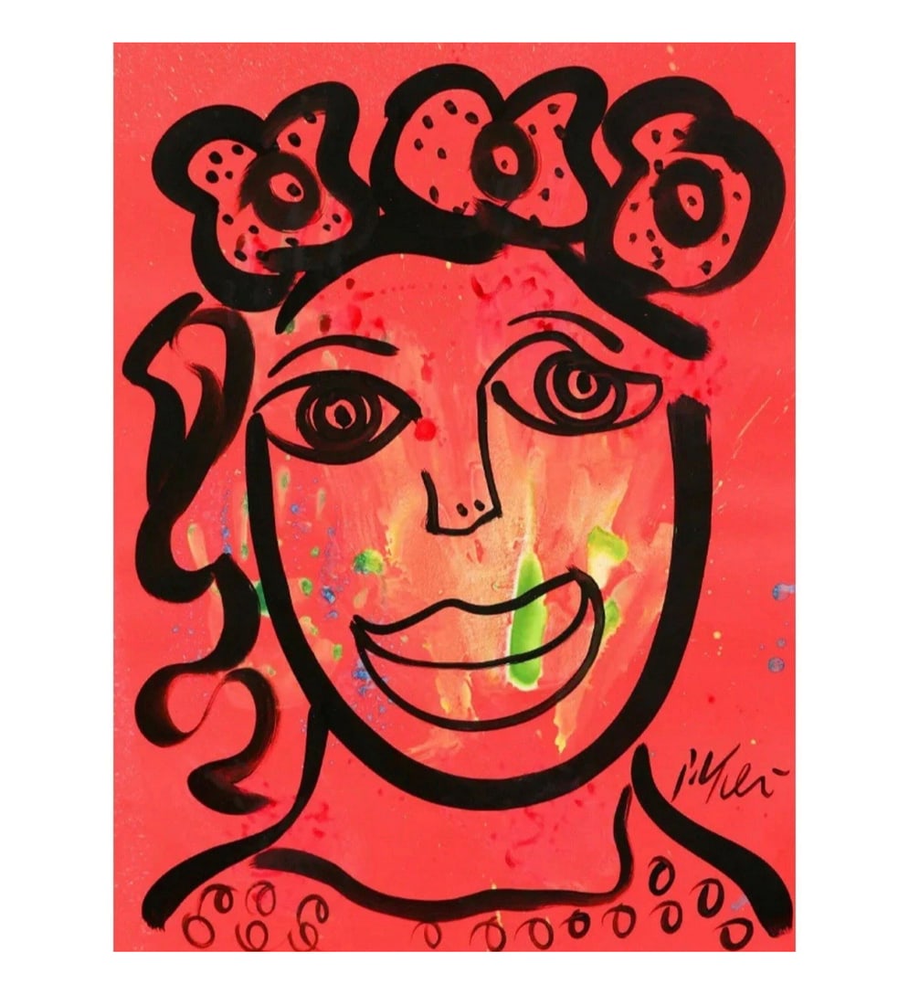 Peter Keil Abstract Expressionist Portrait of Etta James Acrylic on Poster & COA (1 of 3)