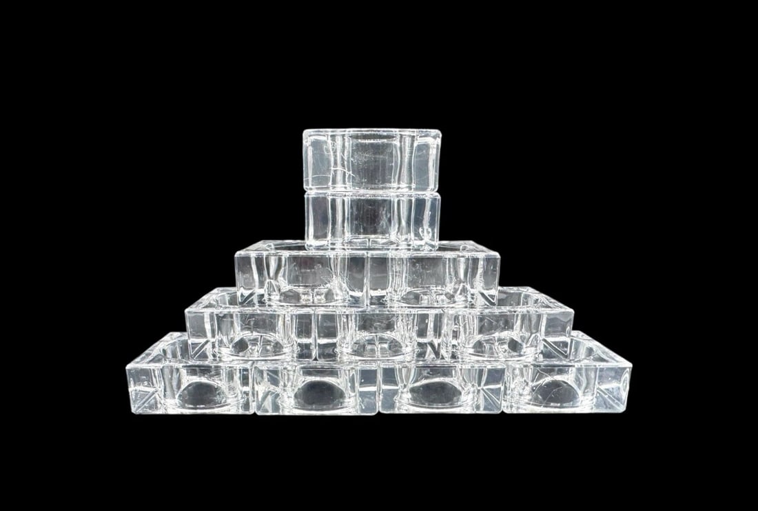 Vintage Lucite Acrylic Mid Century Modern Square Napkin Rings Set Of 11 (1 of 3)