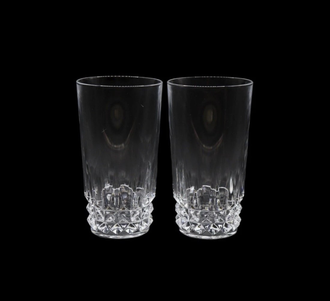 Cristal D’Arques-Durand “Tuilleries Villandry” Highball Glasses - Set of 2: Set of 2 Cristal D’Arques-Durand “Tuilleries Villandry” highball glasses, each piece standing 5 3/8 inches tall and featuring intricate cut designs, showcasing timeless elegance. The glasses