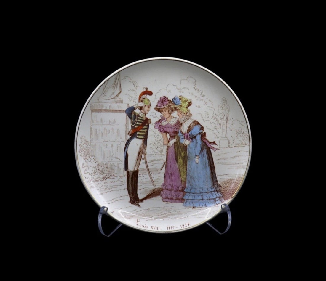Vintage Assiette Creil Montereau Louis XVIII Decorative Plate (1 of 2)