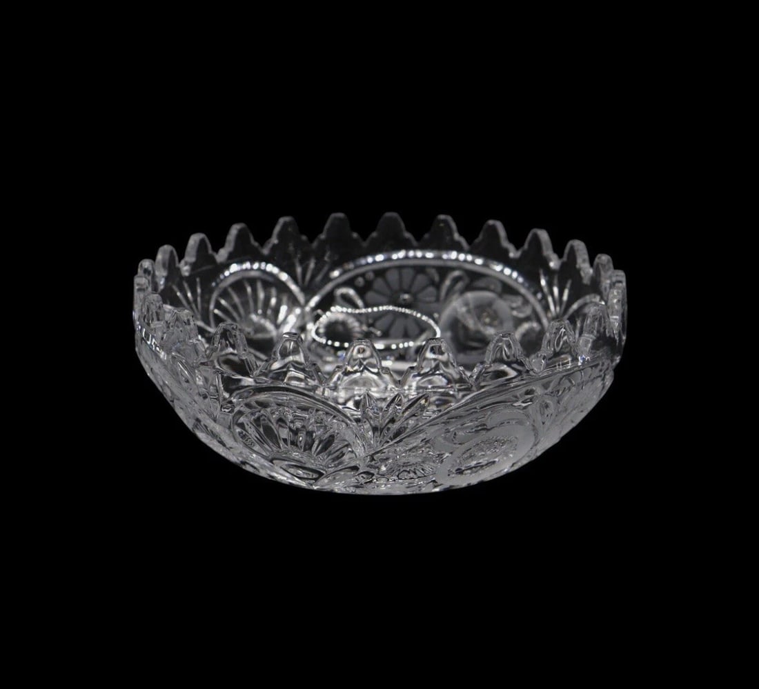 Vintage Czech Bohemian Hand Cut Lead Crystal Decorative Bowl (1 of 3)