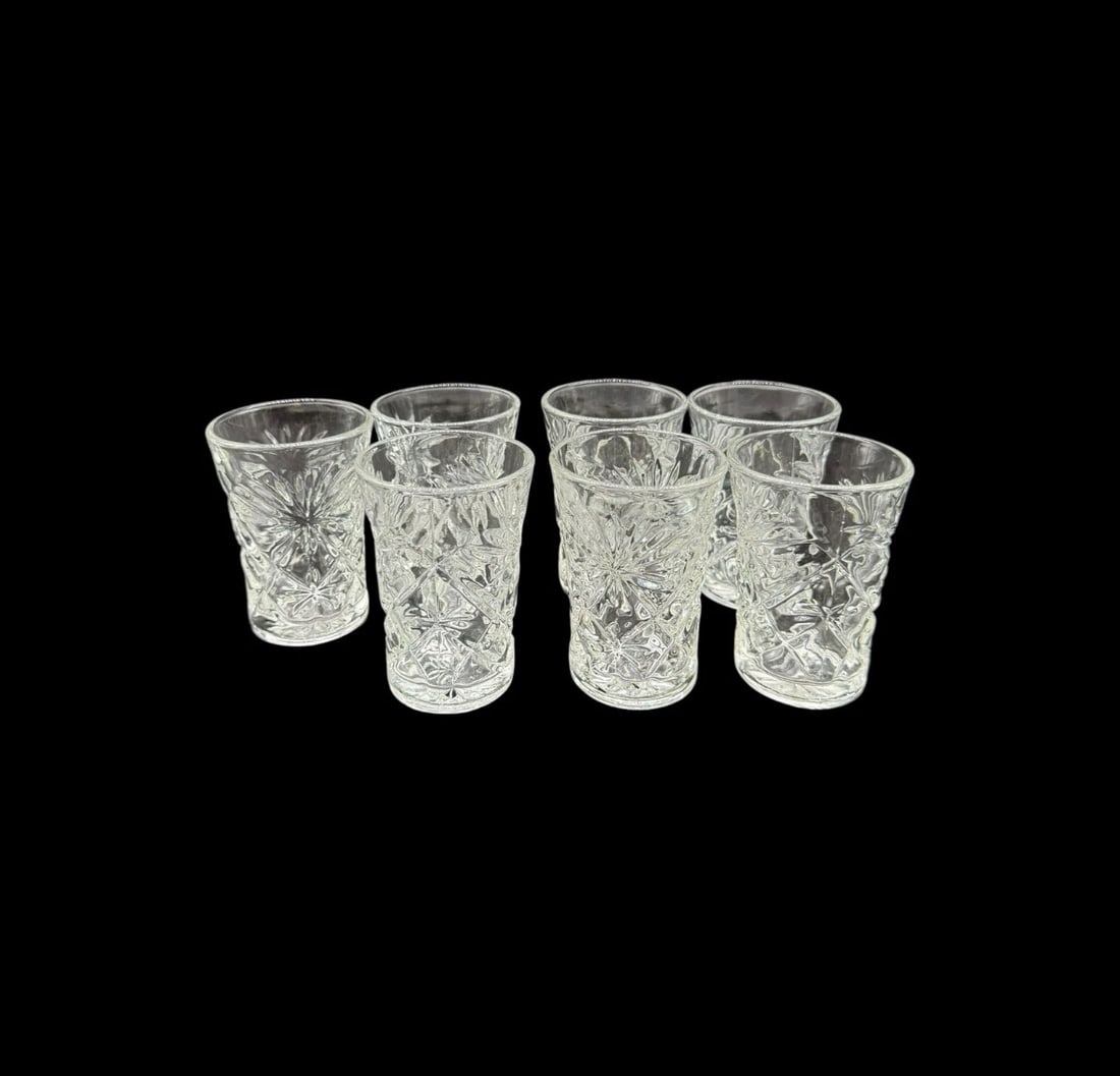 Anchor Hocking Prescut Clear Flat Juice Glasses - Set Of 7 (1 of 2)