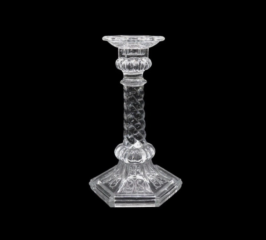 Antique French 19th Century Glass Taper Candleholder (1 of 2)